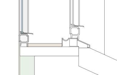 Fugure 68 : Situation projetée : Intégration d'un double châssis métallique, simple vitrage en applique, sur la face intérieure du mur de façade, avec isolation intérieure, source : Ceraa