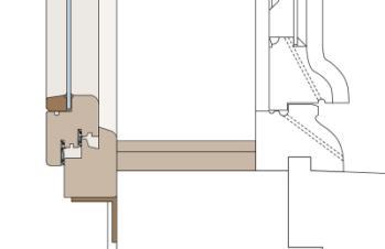 Figure 72 : Intégration d'un double châssis bois simple vitrage dans le plan du mur, source : Ceraa